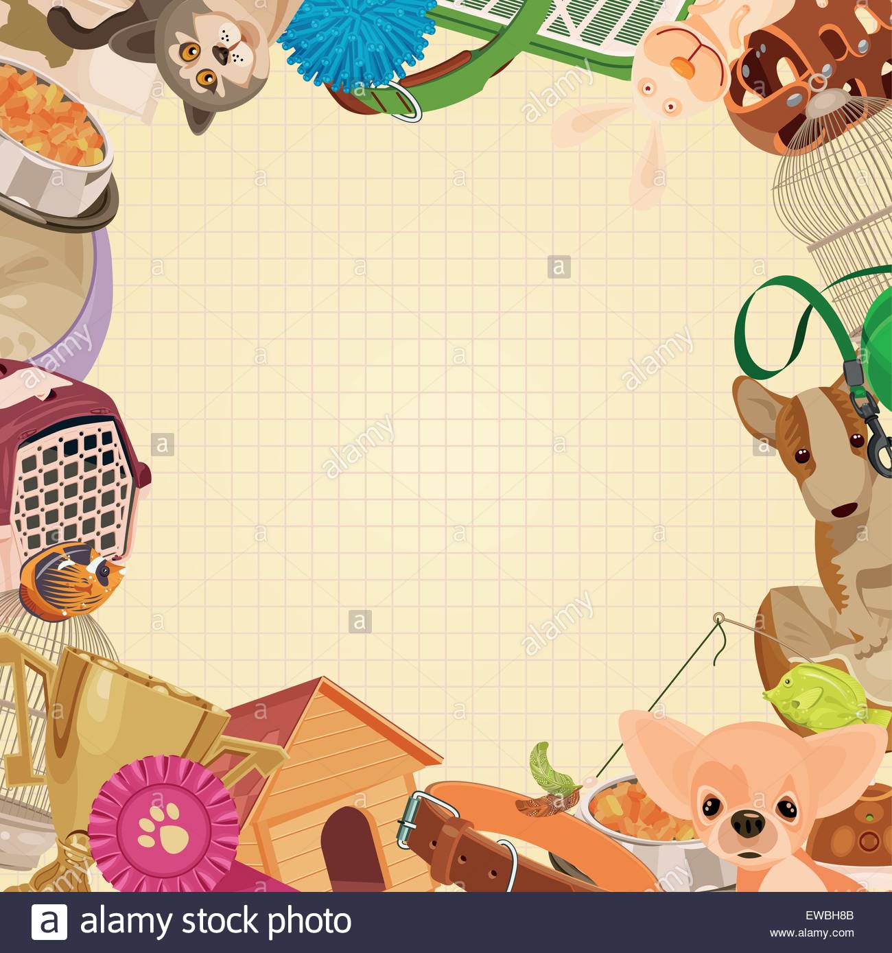 Pet shop background with pets Vector illustration Stock Vector