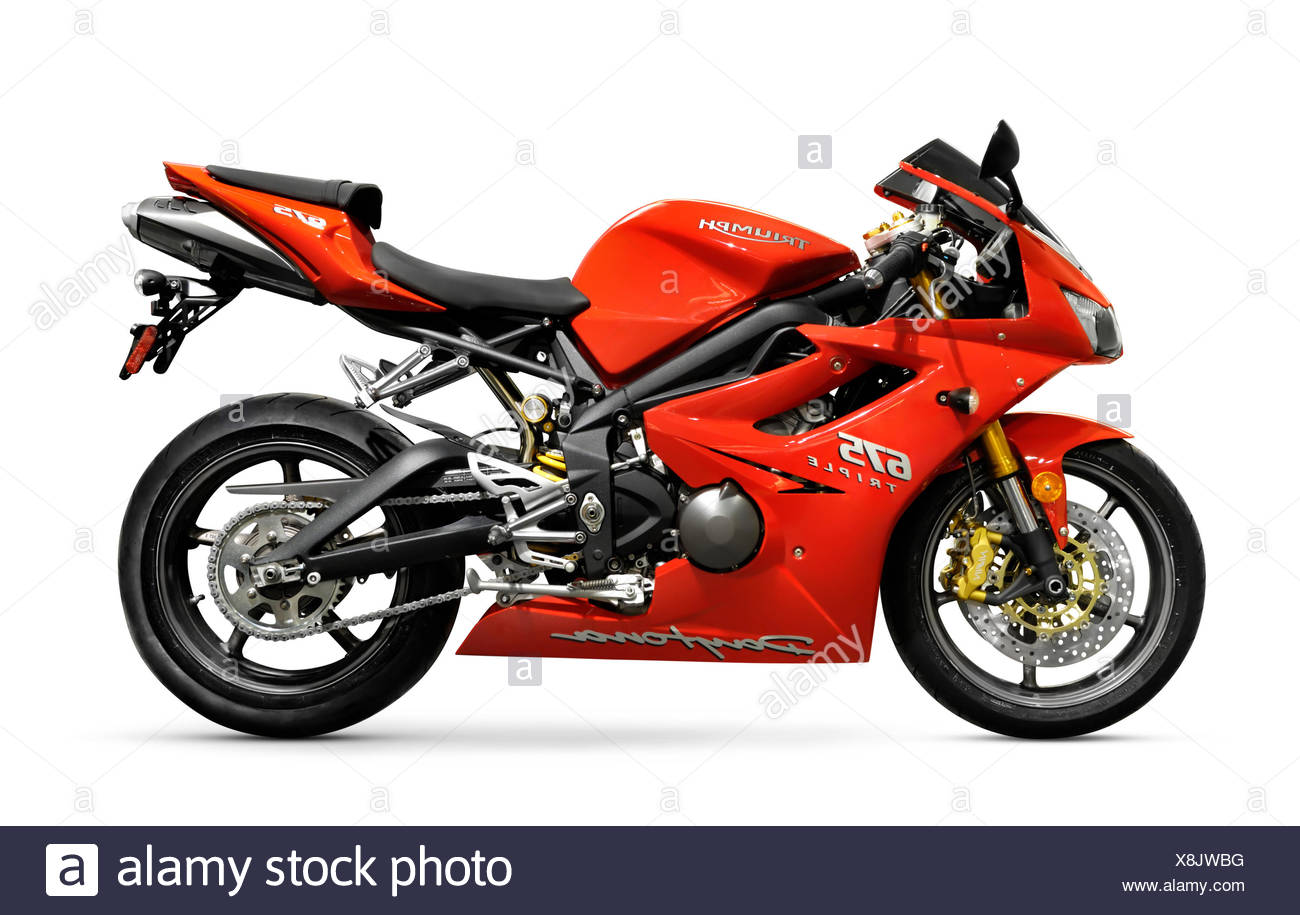 Red Triumph Daytona Triple Supersport Motorcycle Isolated