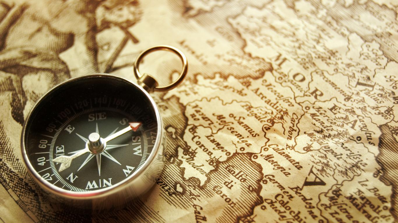 Vintage Map And A Compass Kingdom Wallpaper with 1366768 Resolution