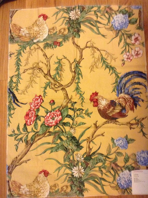French Country Rooster Toile Fabric Blue I Love This For A