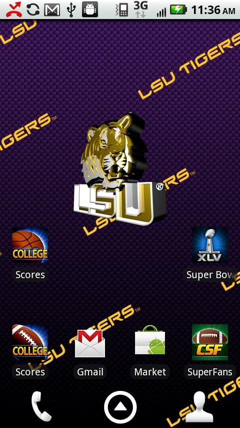 licensed LSU Tigers Live Wallpaper with animated 3D logo Background