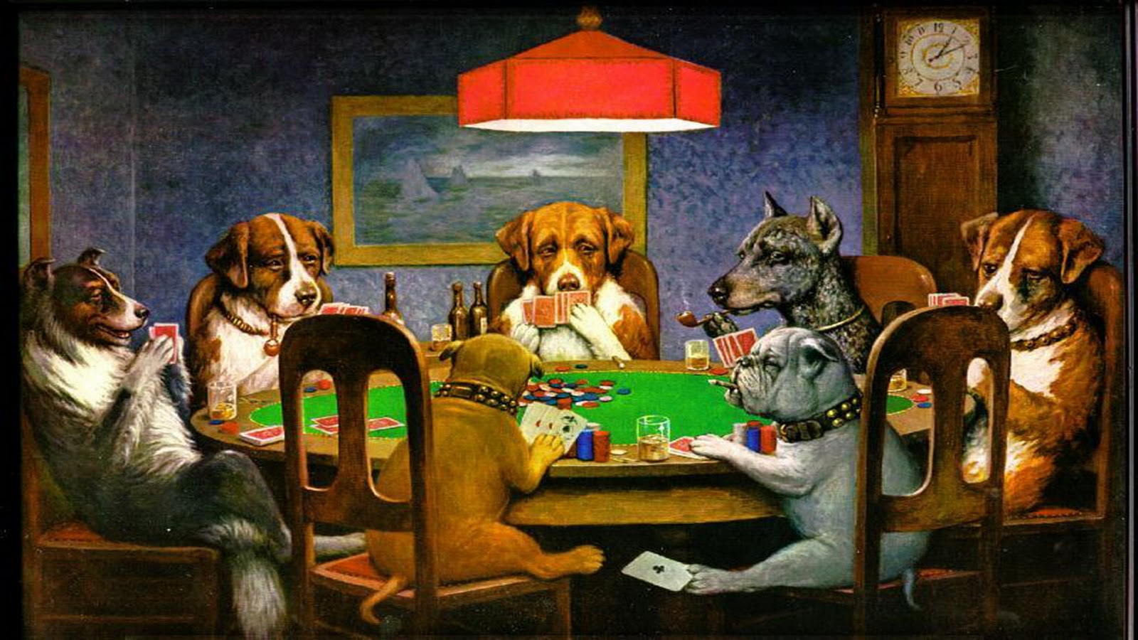 Wallpaper Photo Art Dog Playing Poker