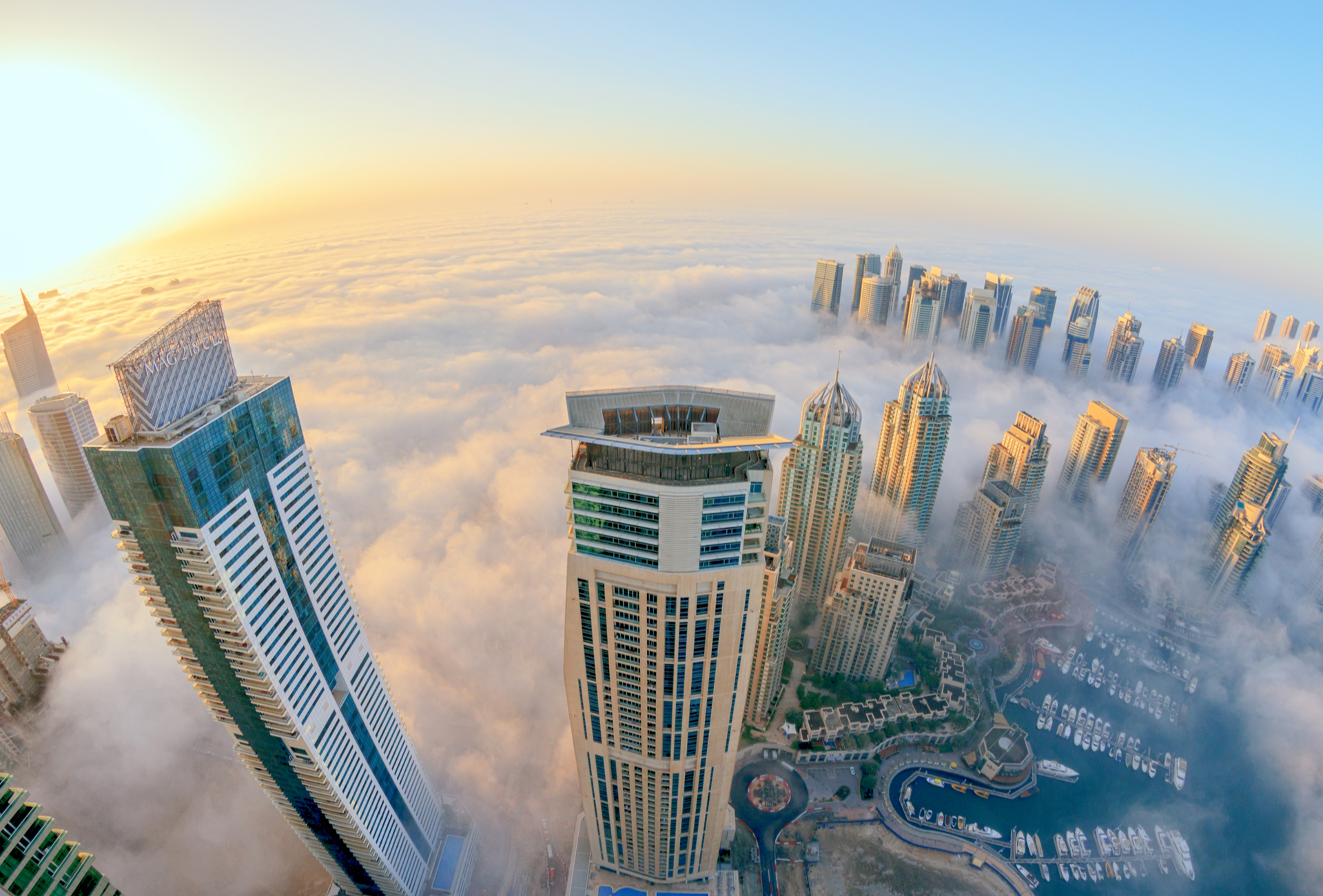 Dubai India Tower Skyscaper Fog City Photography Wallpaper