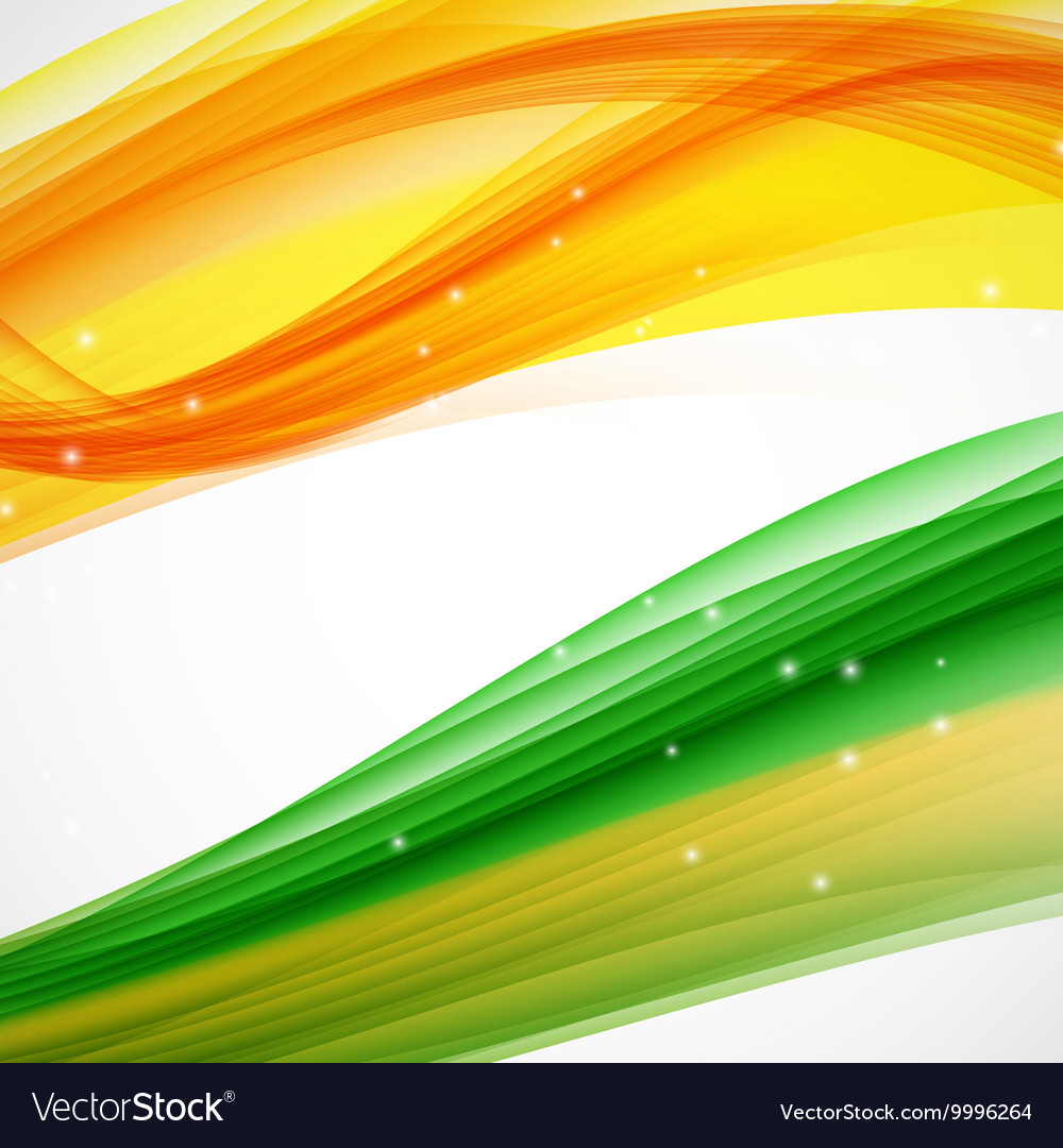 Abstract Green And Orange Wave On White Background