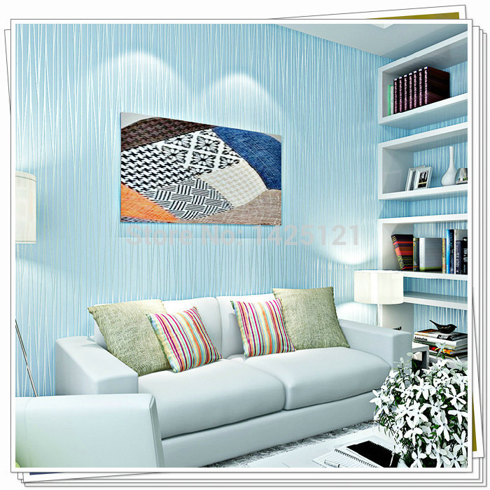 The Blue Mediterranean Style Wallpaper Sweet Bedroom Vertical Stripes
