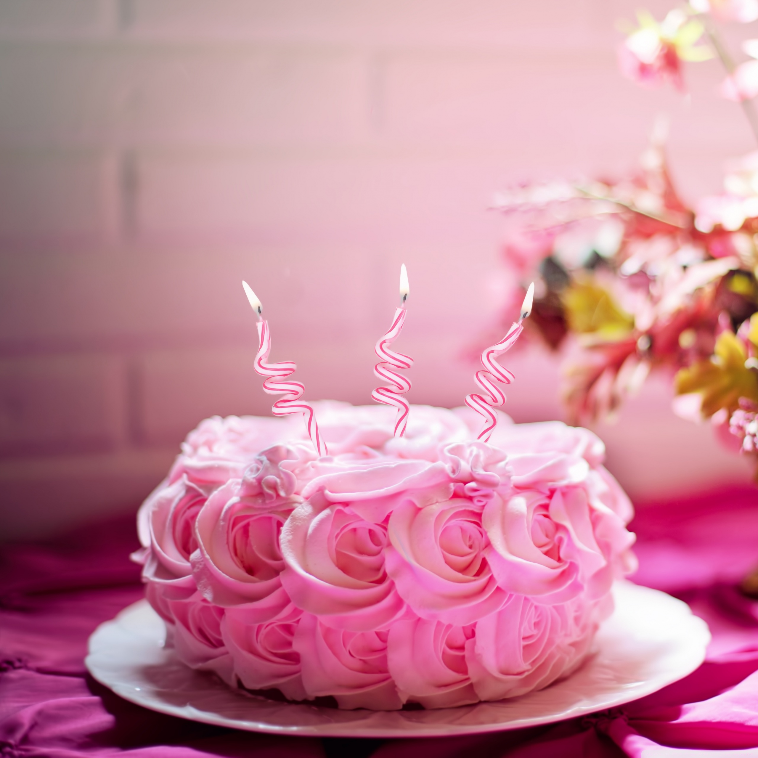 Pink Birthday Cake Ultra HD Desktop Background Wallpaper for 4K
