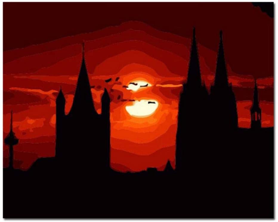 Amazon Digital Painting Sunset Afterglow Castle Diy Hand