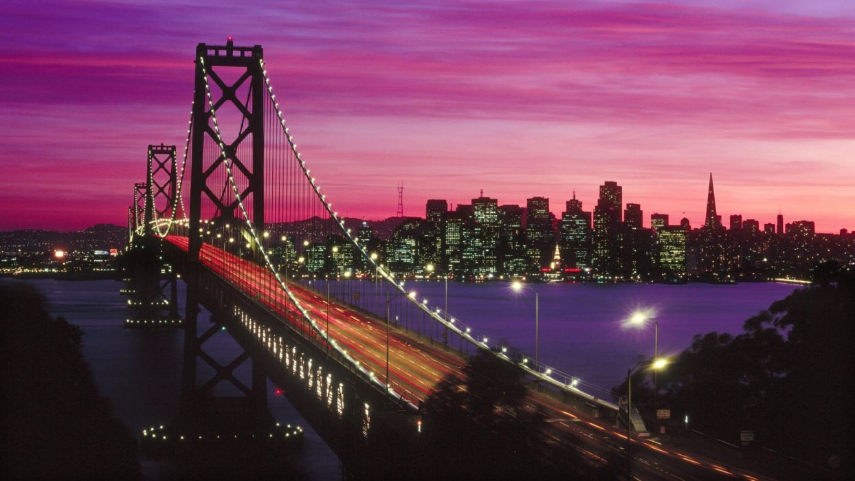 Sunset California San Francisco Bay Bridge wallpaper 1920x1080