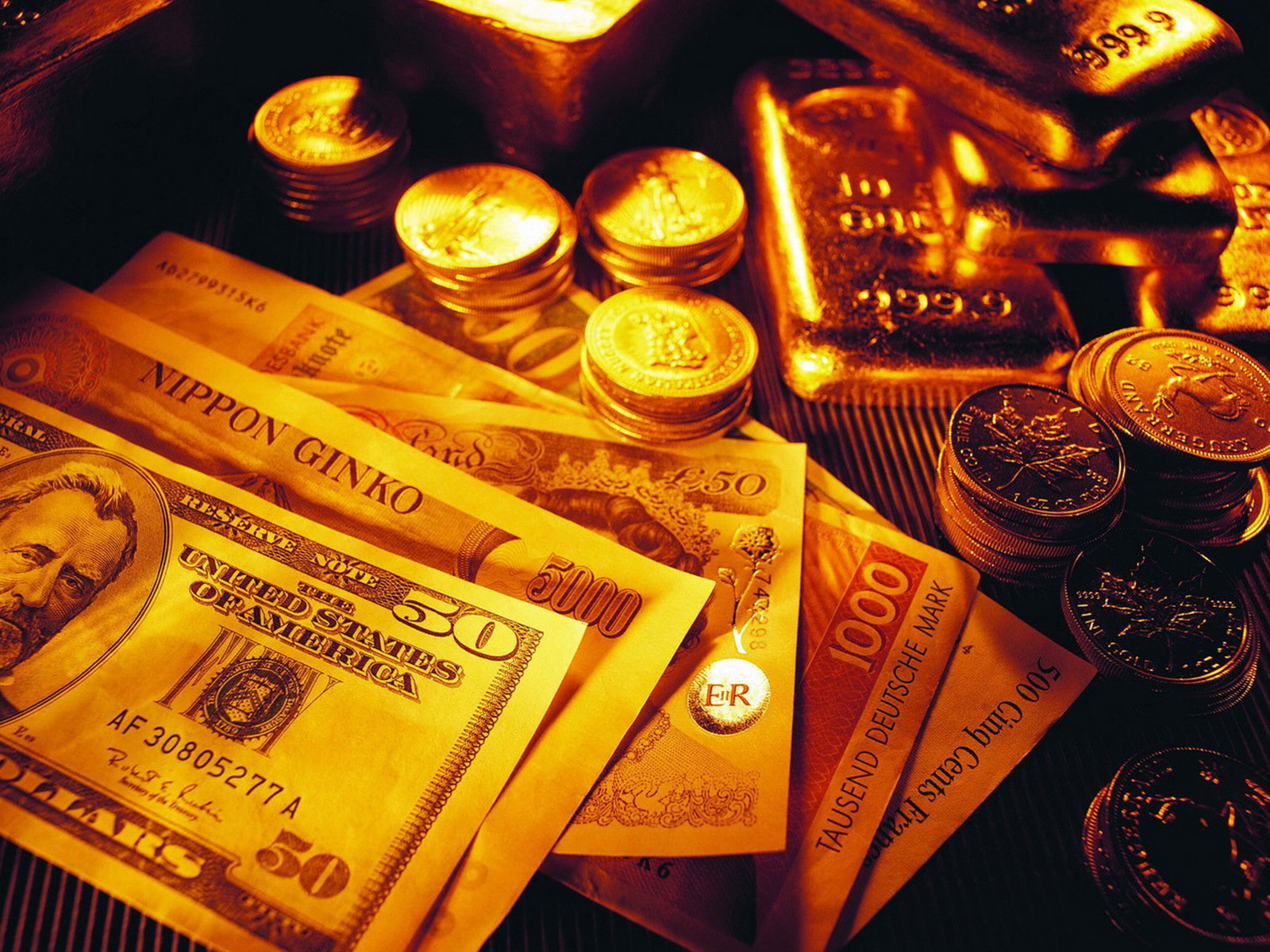 And Gold Bars Rare Coins Dollars High Definition Desktop Wallpaper