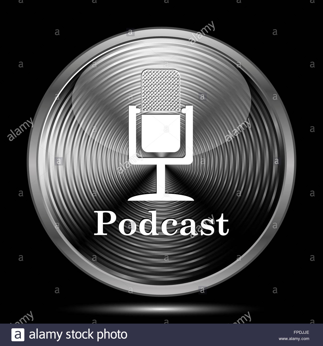 Podcast Icon Inter Button On Black Background Stock Photo