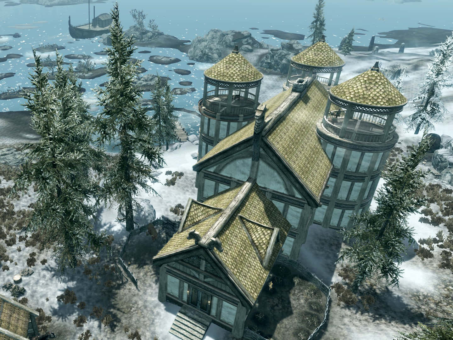 Stunning Sunset Over Heljarchen Hall Skyrim Wallpaper