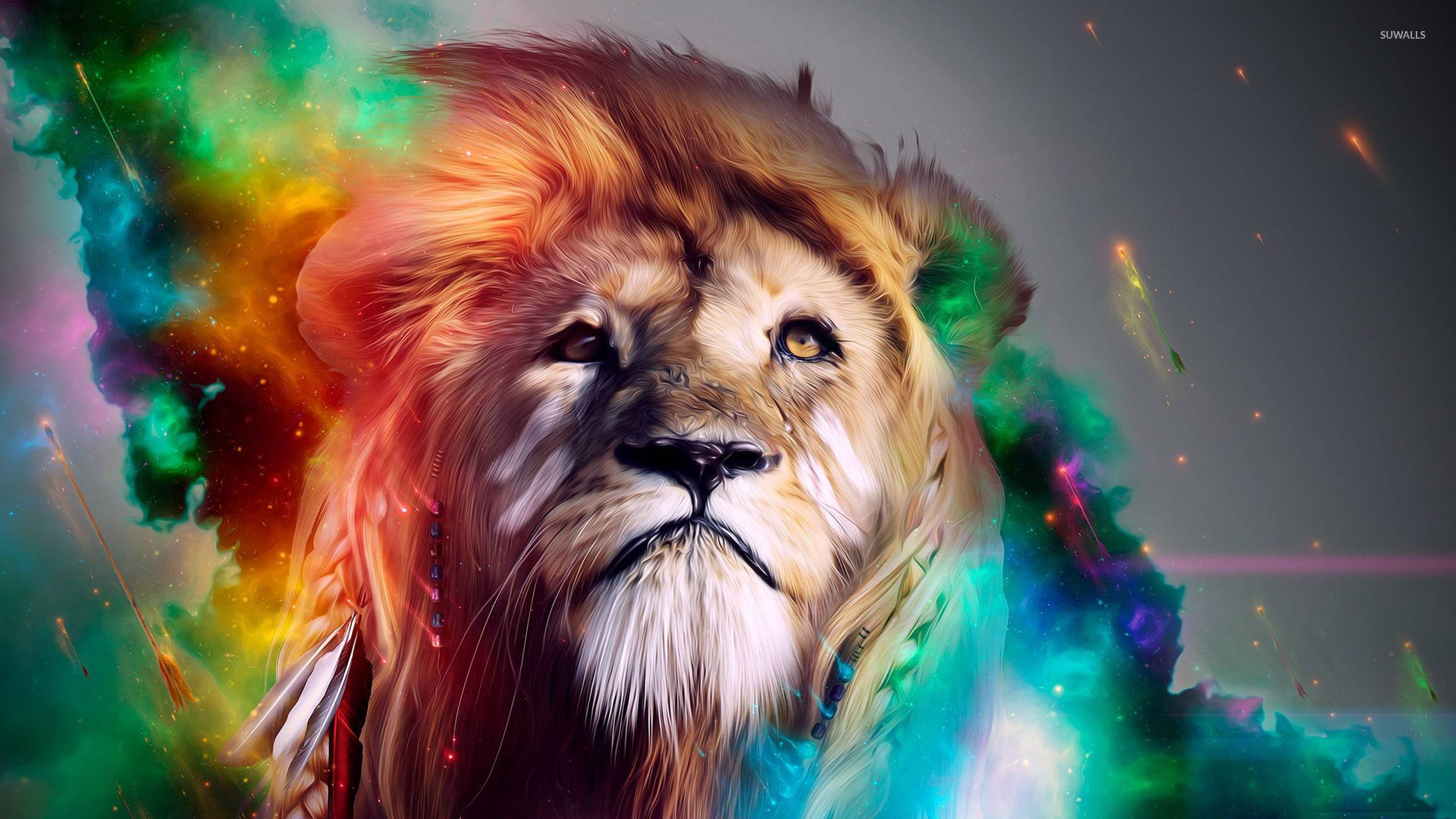 Colorful Lion Wallpaper Digital Art
