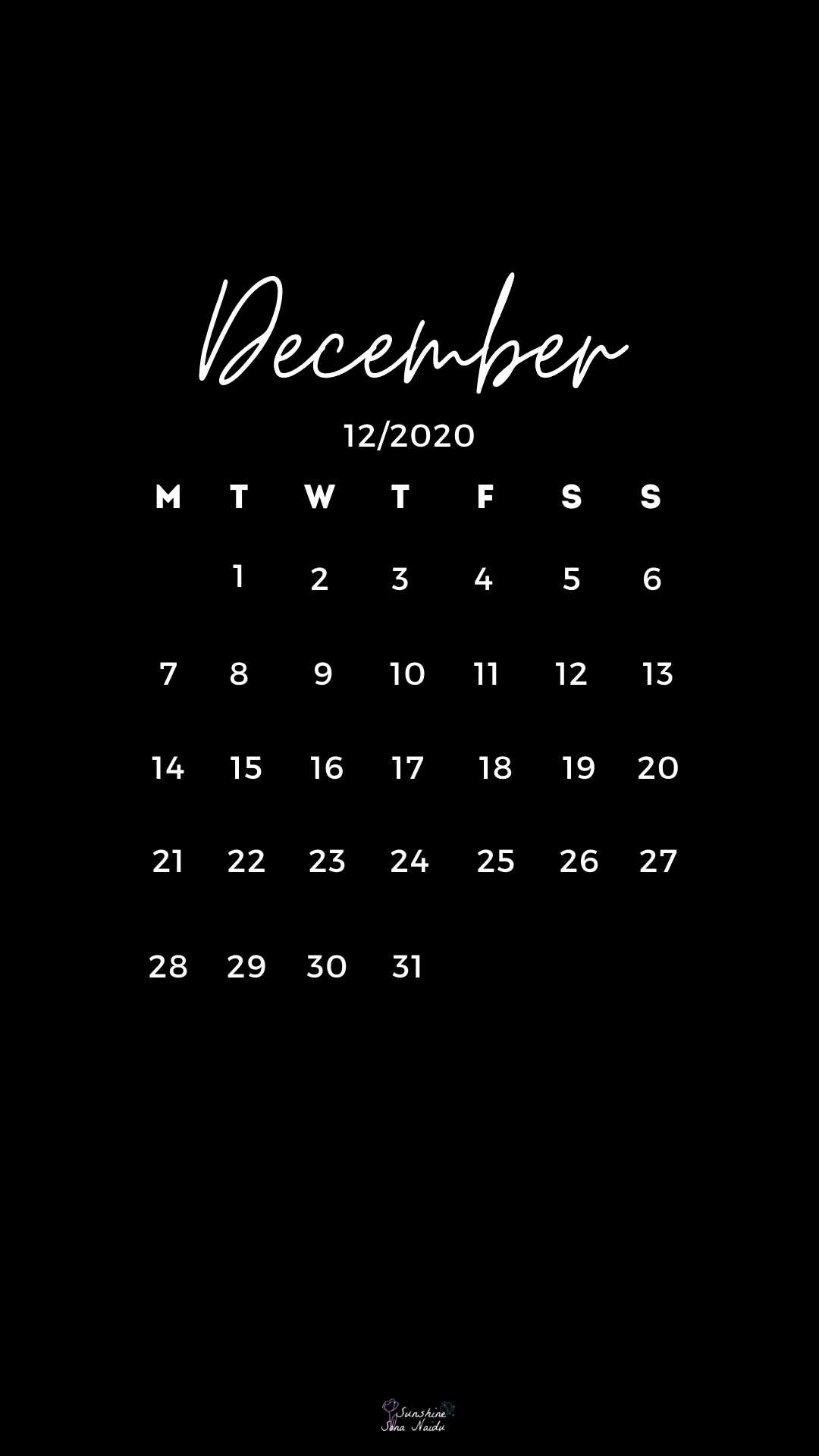 December 2020 wallpaper in 2020 Calendar wallpaper September