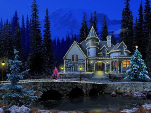 Christmas Cottage Wallpaper And Background