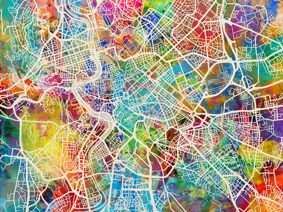 Rome Street Map Multicolour Wall Murals Online Photowall