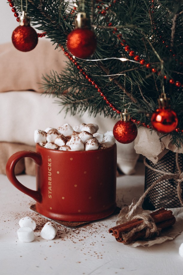 Red Mug Filled with Hot Chocolate MarshmallowChristmas 611x917