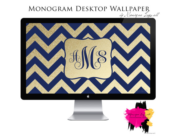 Monogram Desktop Wallpaper Navy Gold By Mlphotographicartist