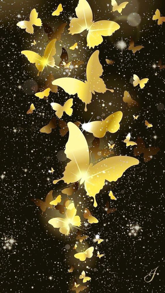Wallpaper iPhone Butterfly Borboleta Dourada Em Papel De