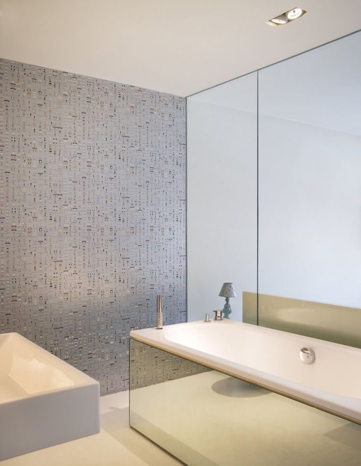 Great Wallpaper And Mirror Tub Surround Design