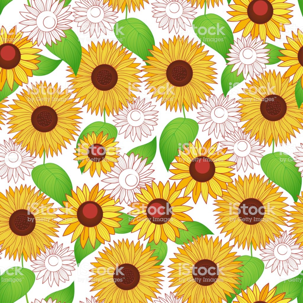 Seamless Autumn Pattern Of Sunflowers Background For Your Design