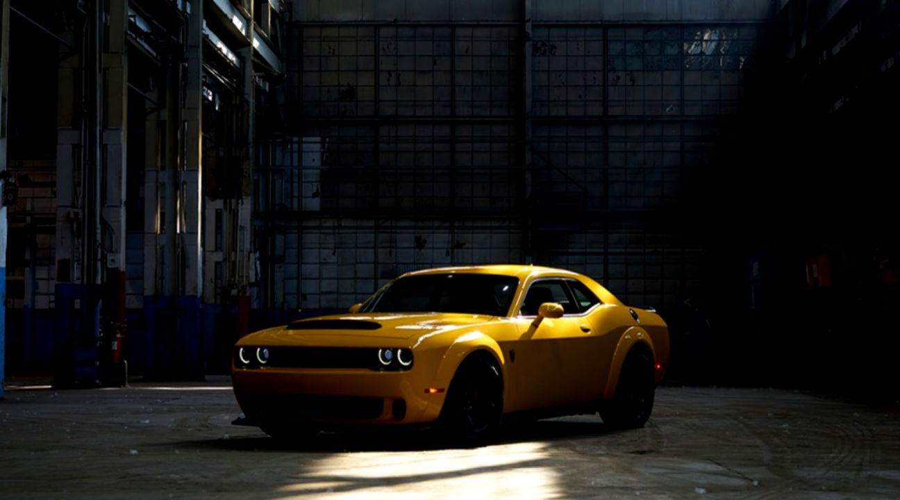 Dodge Challenger Yellow Color In Dark Exterior