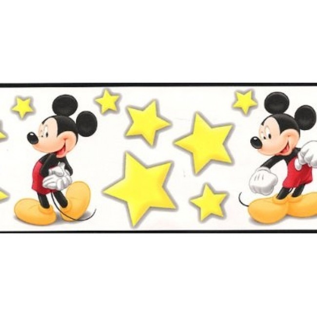 Mickey Mouse W Stars On White Wall Border
