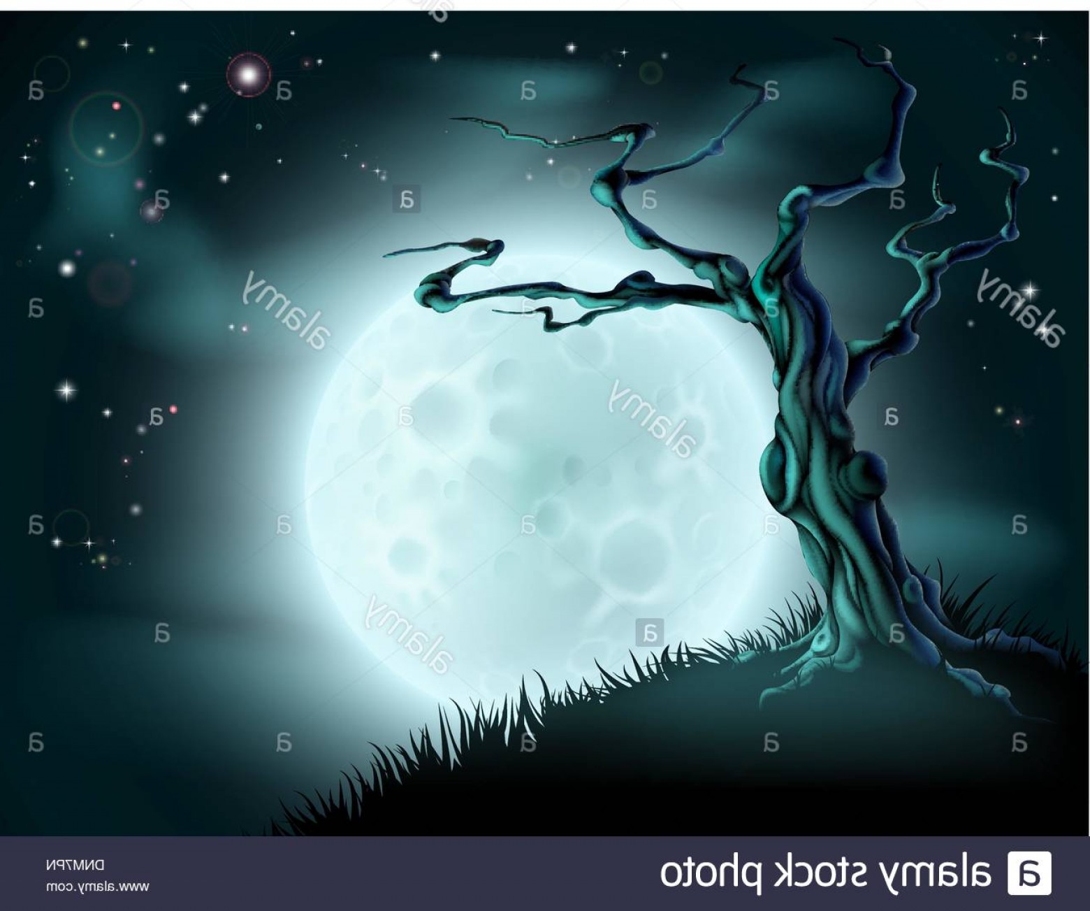 A Spooky Scary Blue Halloween Background Scene With Full Moon 1560x1303
