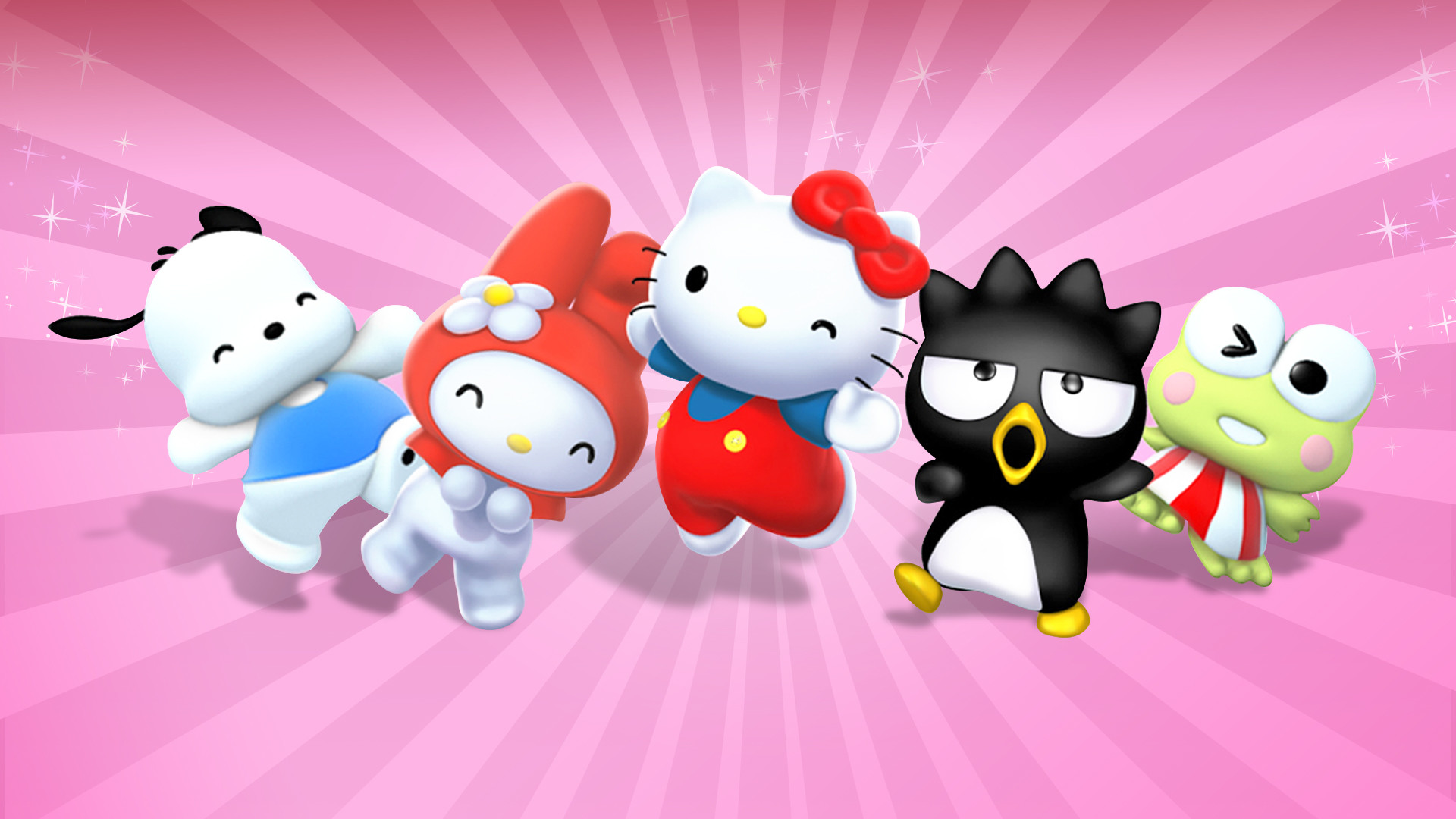 3D Render of Hello Kitty and Friends on a Pink Background