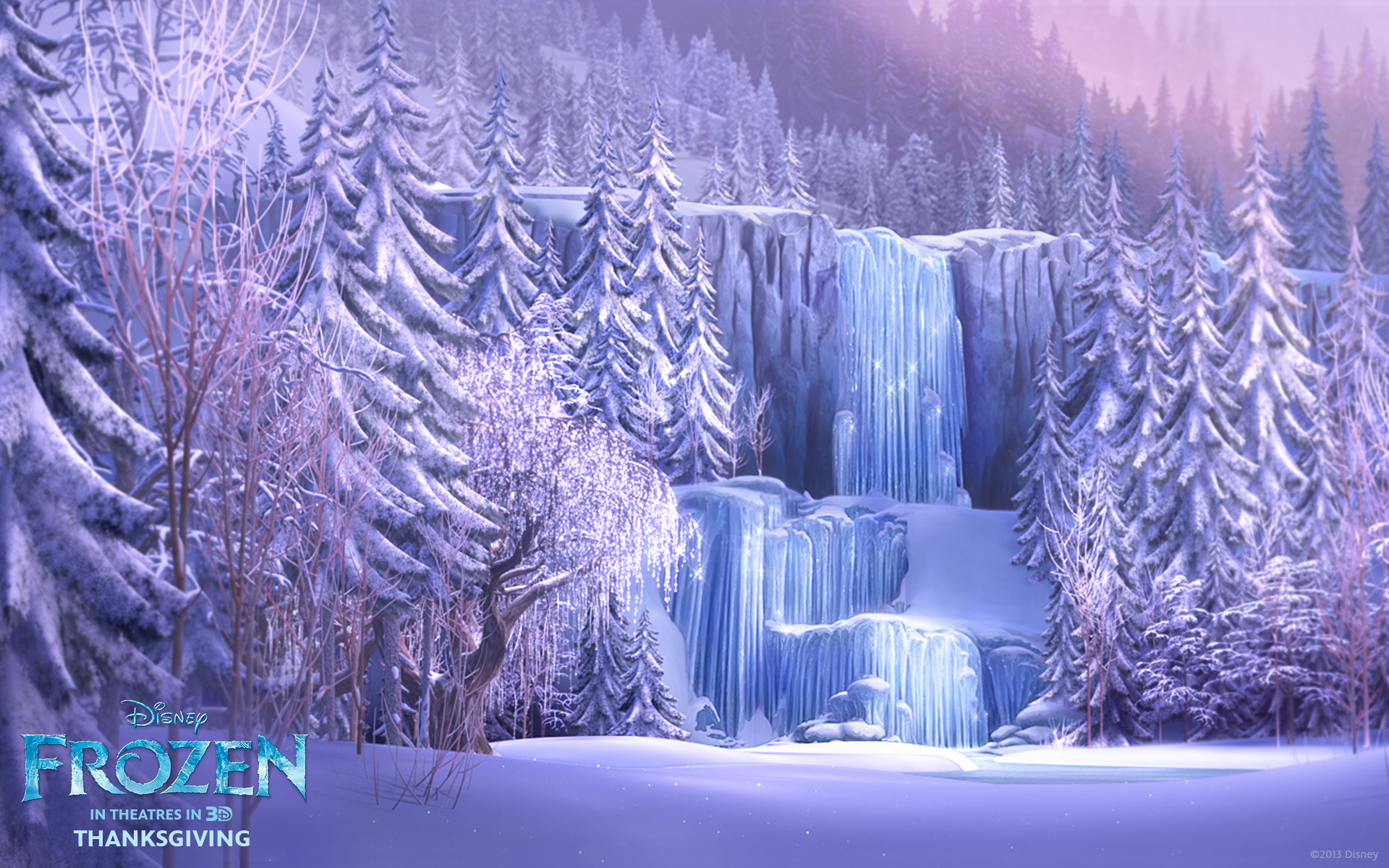 Frozen Waterfall from Disneys Frozen Desktop Wallpaper