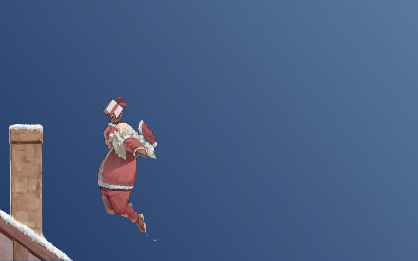 Funny Christmas Wallpaper Jumping Santa Claus