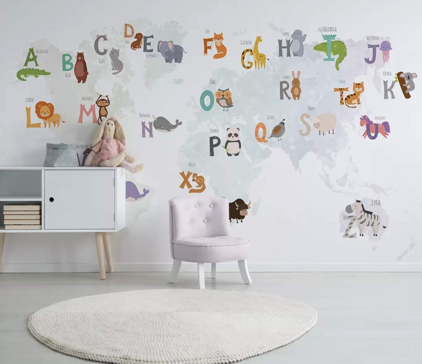 Amazon Murwall Kids Wallpaper Alphabets World Map Nursery