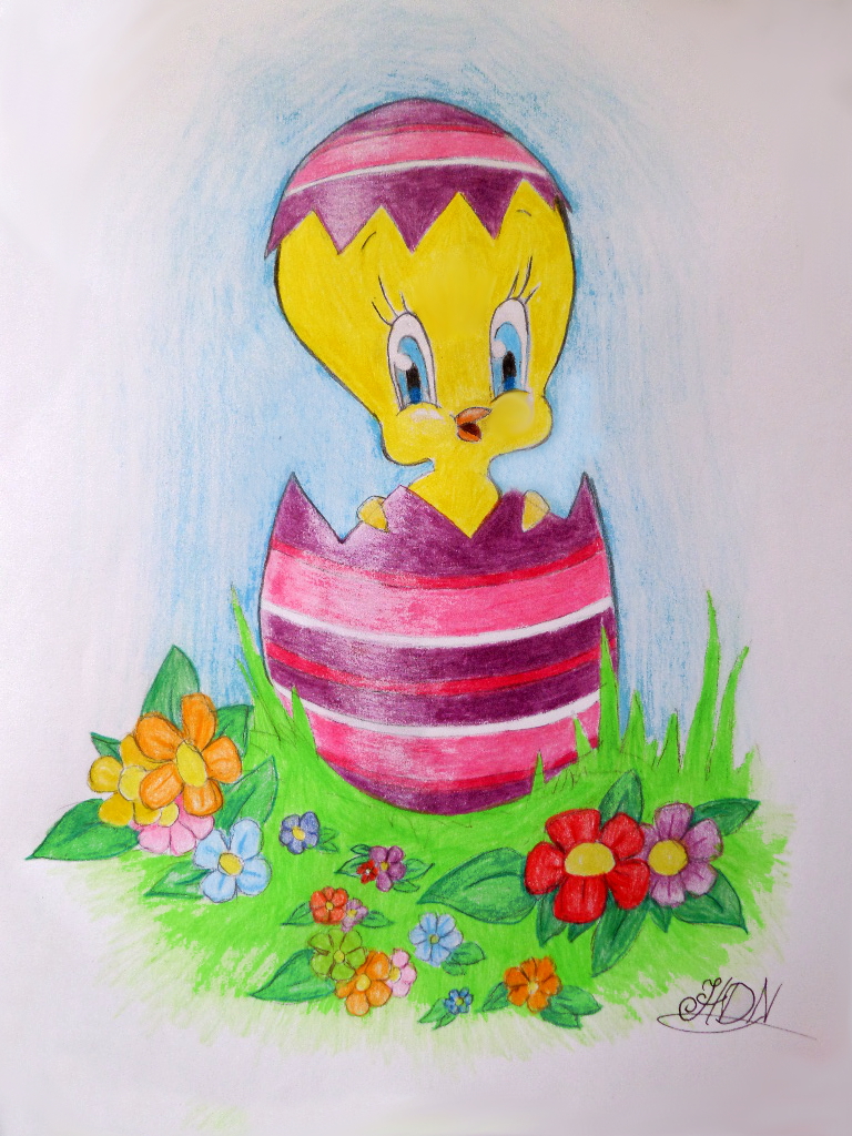 Happy Easter Tweety Bird Fan Art By Doodlingmelody