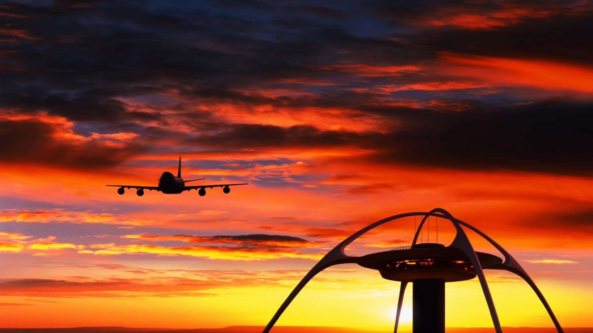 Sunset Aircraft Los Angeles Aviation Boeing Wallpaper