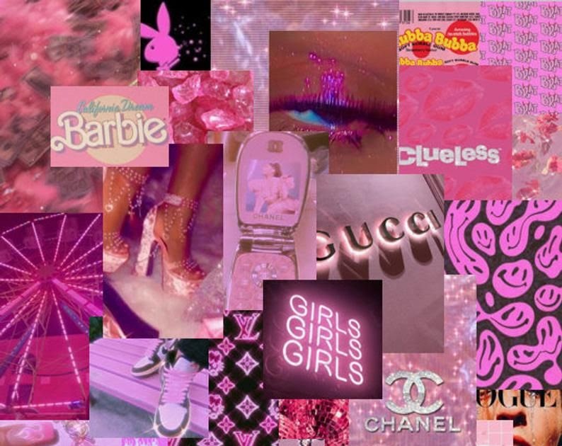 Pink Baddie Aesthetic Collage Wallpaper Laptop