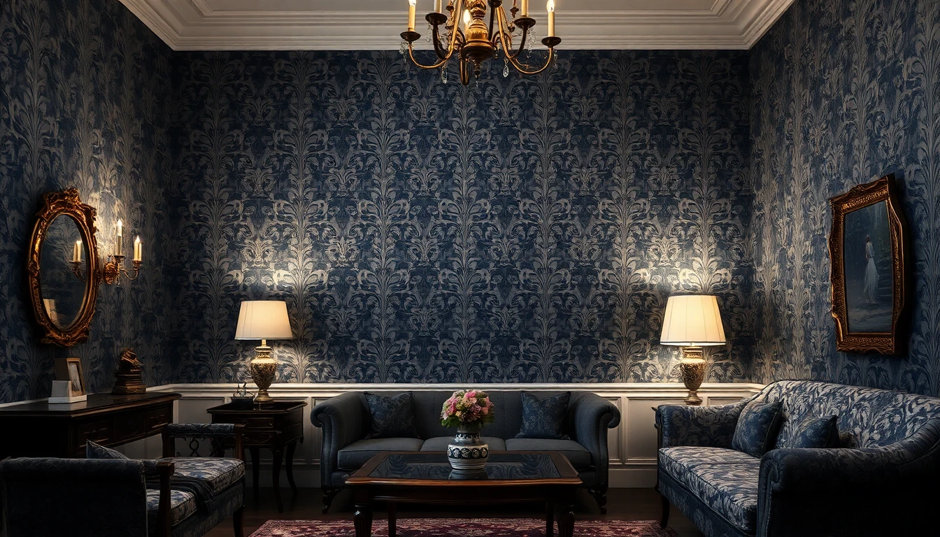 Dark Gray Damask Wallpaper
