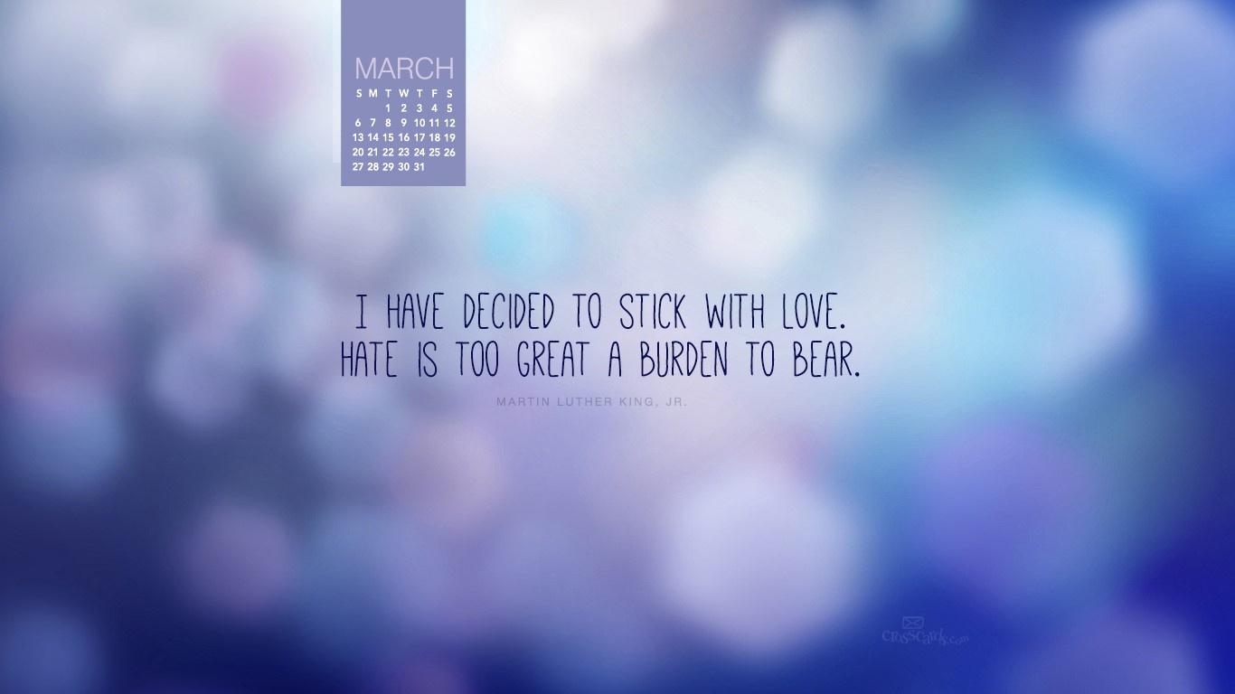 March Stick With Love Desktop Calendar Wallpaper