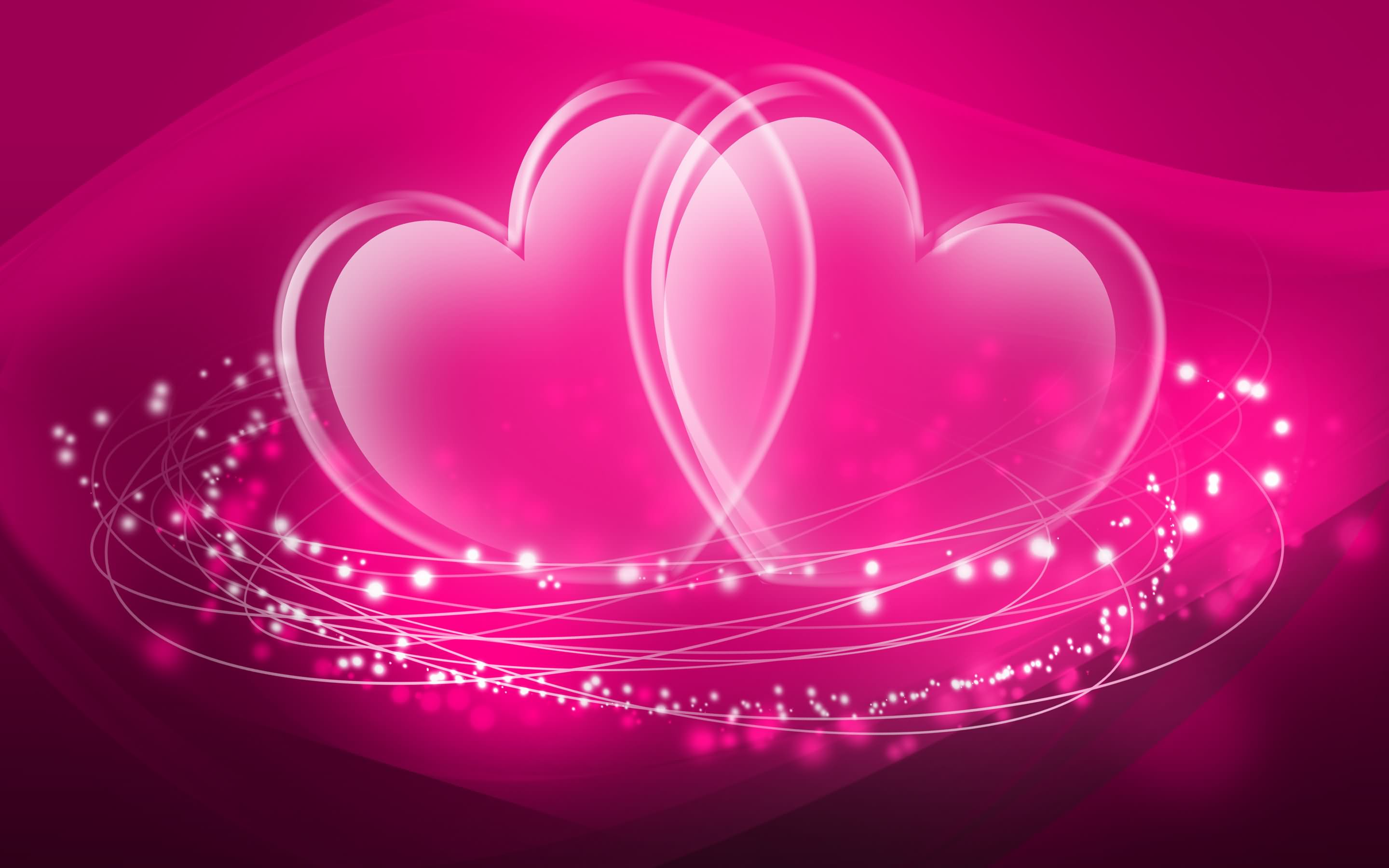Twin Pink Heart Desktop Background Image Imagefully