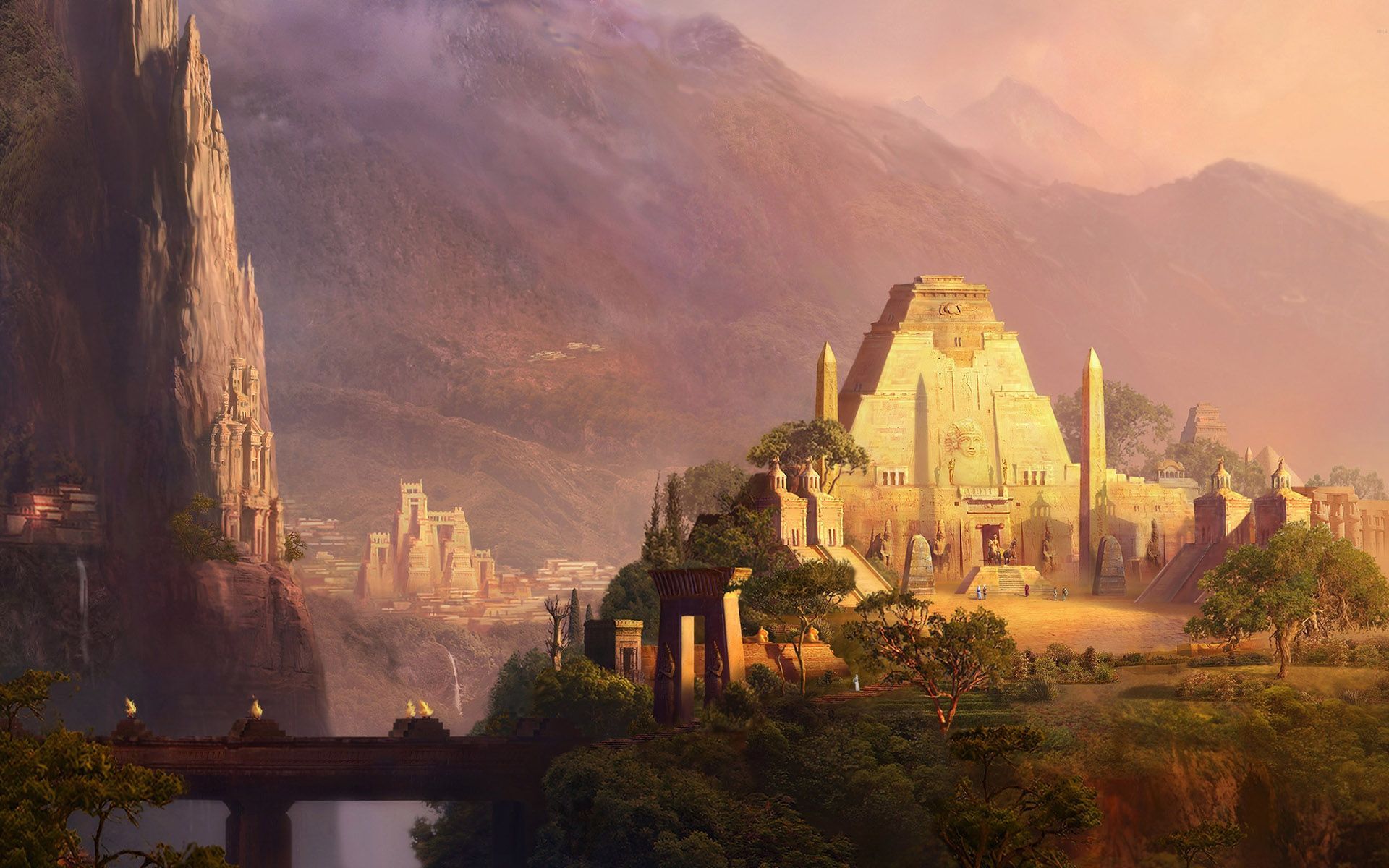 Ancient temples in the mountain valley wallpaper   292182