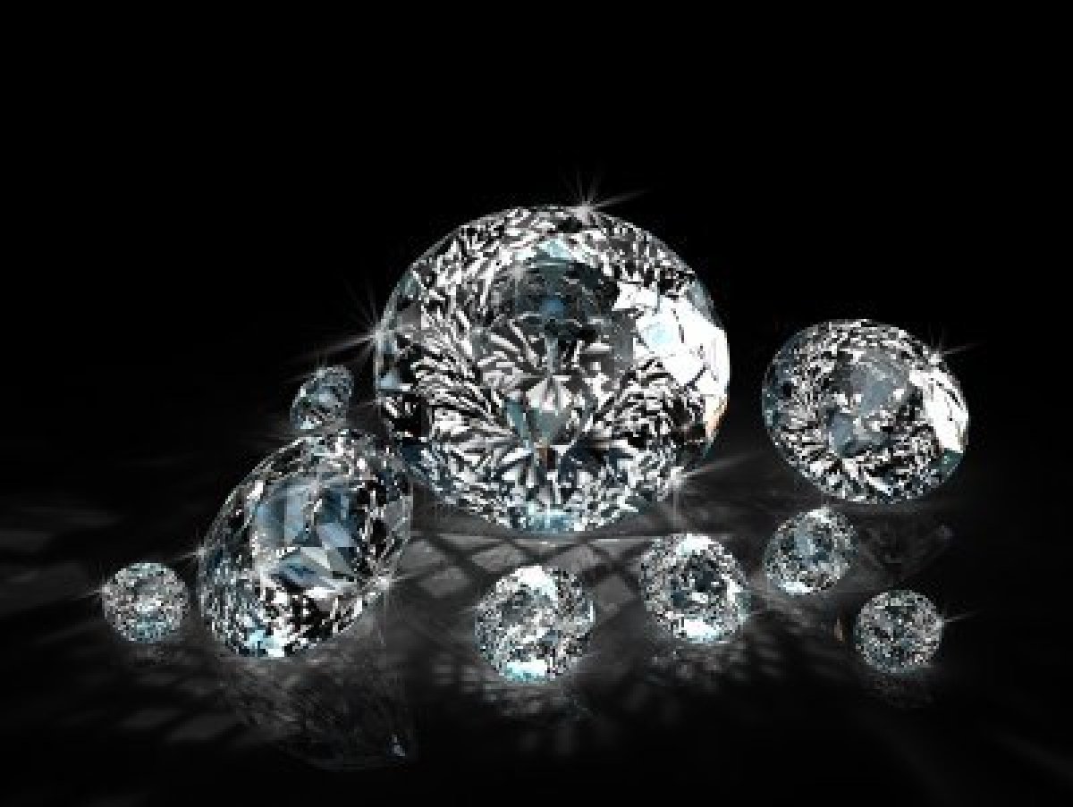 Diamonds Group Isolated On Black Background