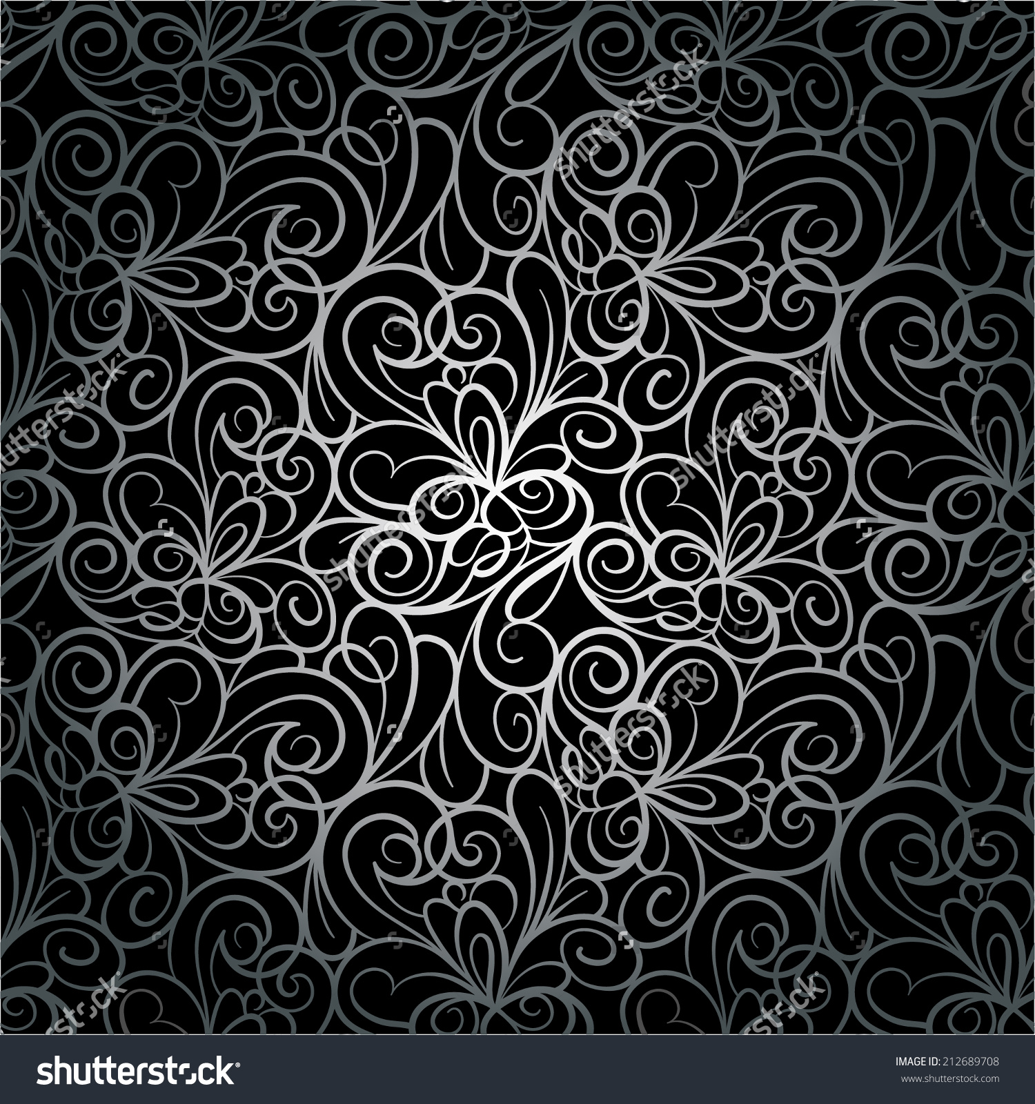 Retro Luxury Seamless Swirl Background Pattern In Vector Silver Lace