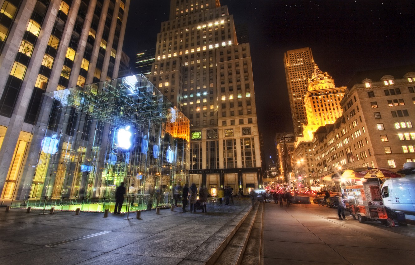 Wallpaper Night New York Manhattan Usa Nyc Apple