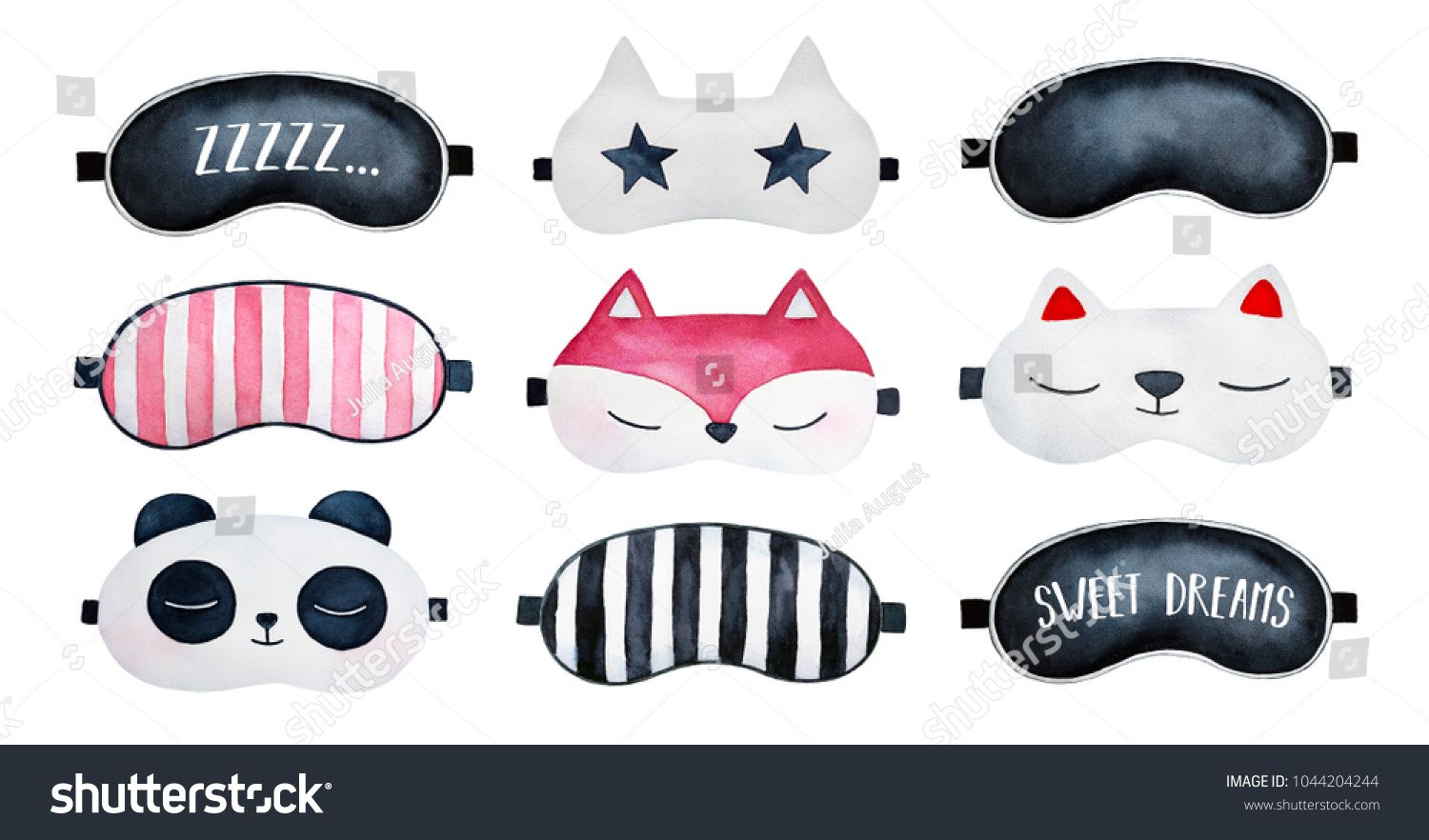Sleep Masks Set Classic Black Striped With Sleepy Text Zzzzz