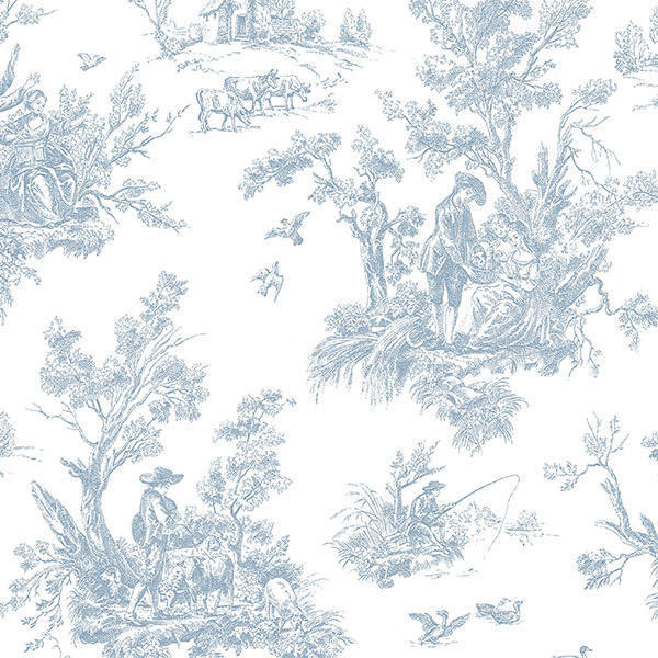 Etchings  Roses China Blue Wallpaper  Sanderson by Sanderson Design
