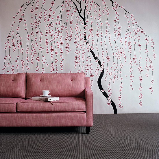 Floral Stencil Living Room Wallpaper Ideas For Rooms