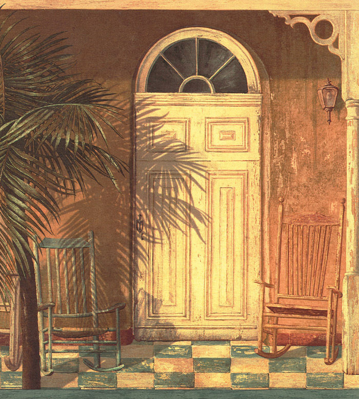 Tropical Oasis Porch Palm Tree Wallpaper Border eBay