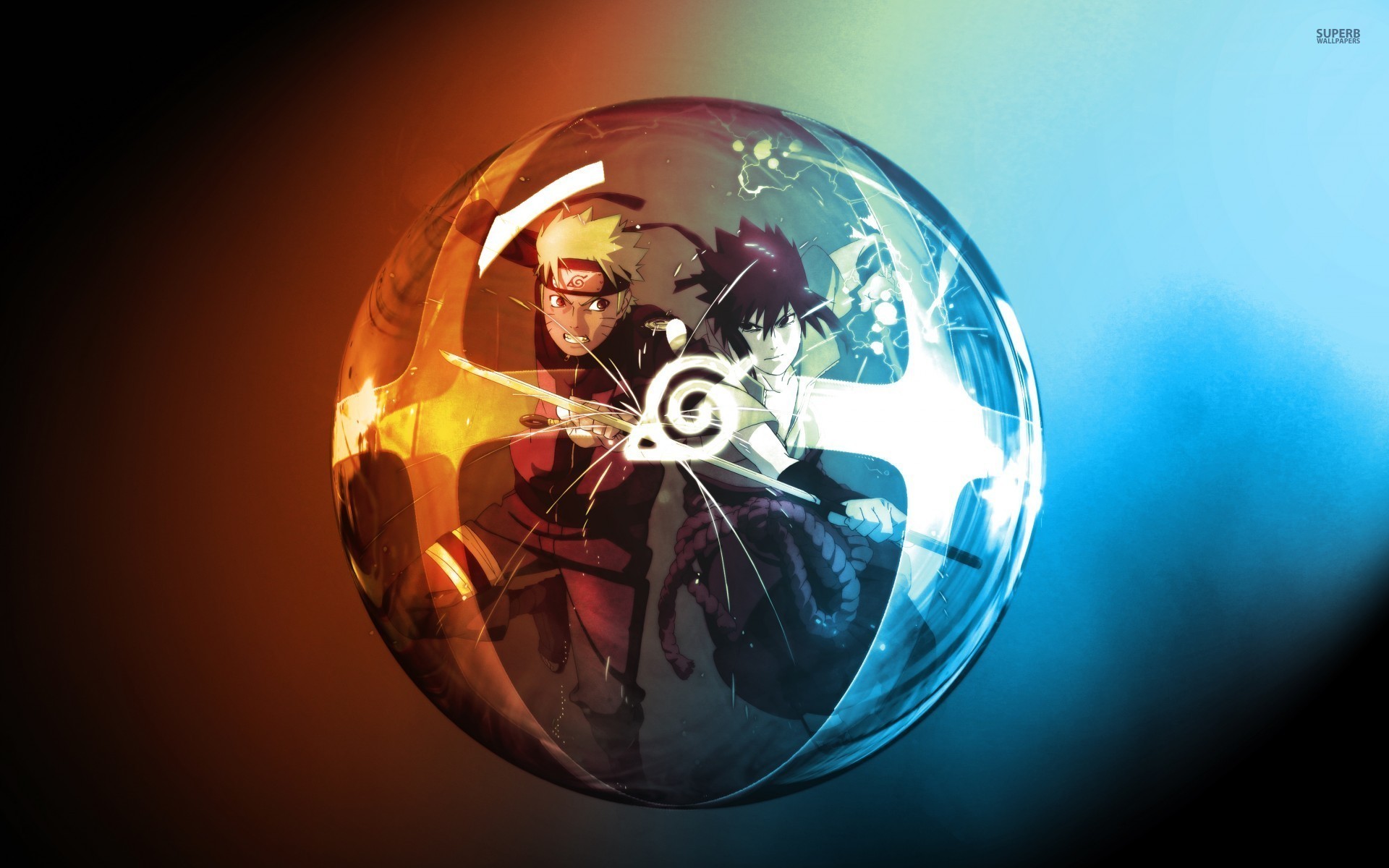 Naruto and Sasuke in a Glass Orb: A representation of their intertwined destinies and rivalry