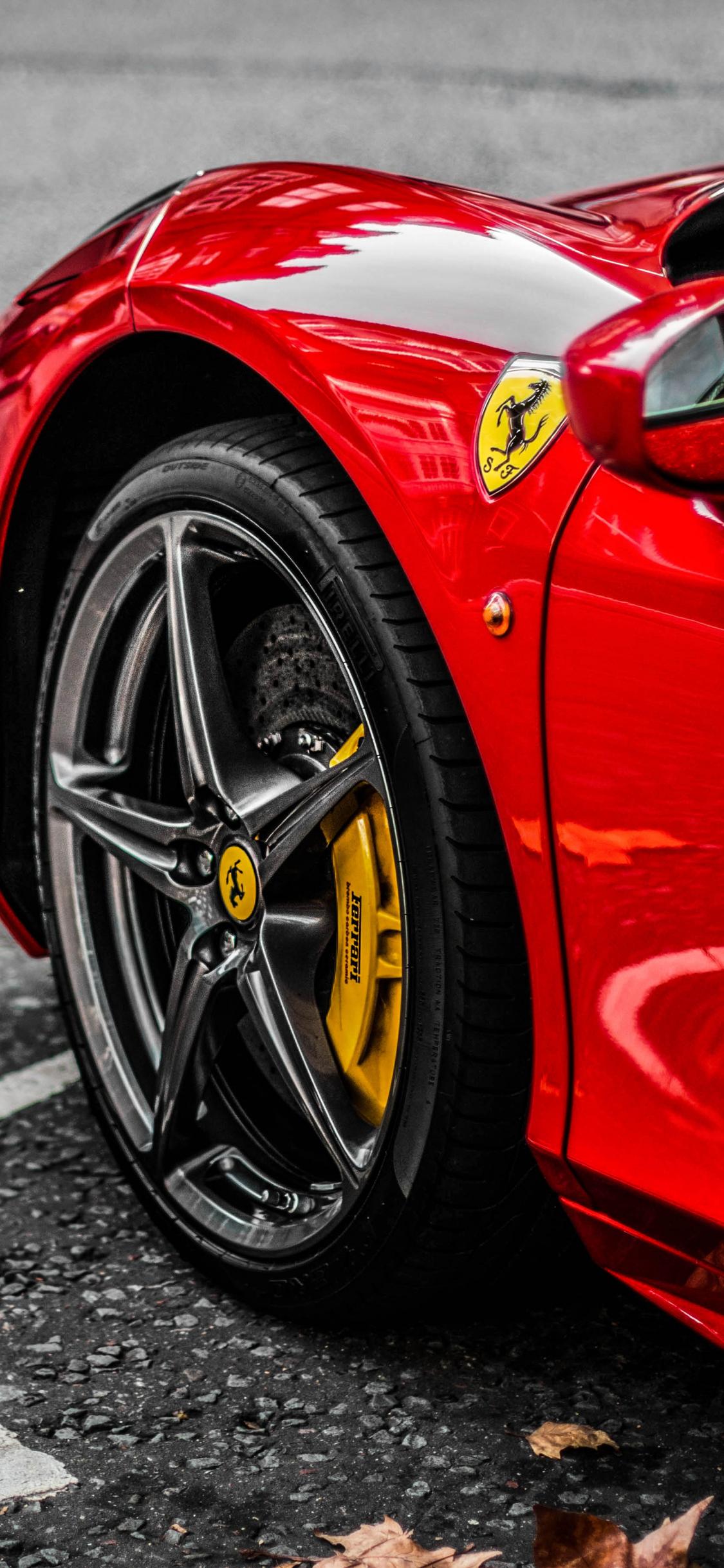 Wallpaper Red Supercar Ferrari Wheel iPhone