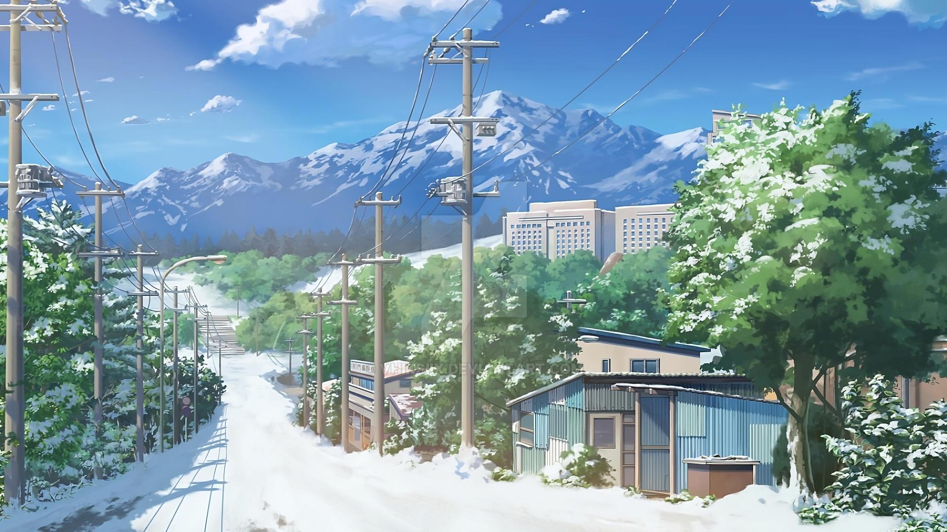 Winter Anime Landscape Wallpaper By Vhiksiix