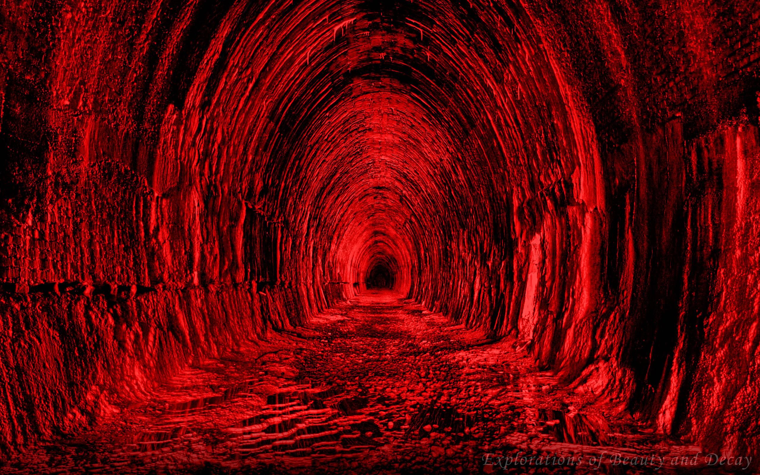 Hallway Inside Hell S Castle Ignited In Dark Red