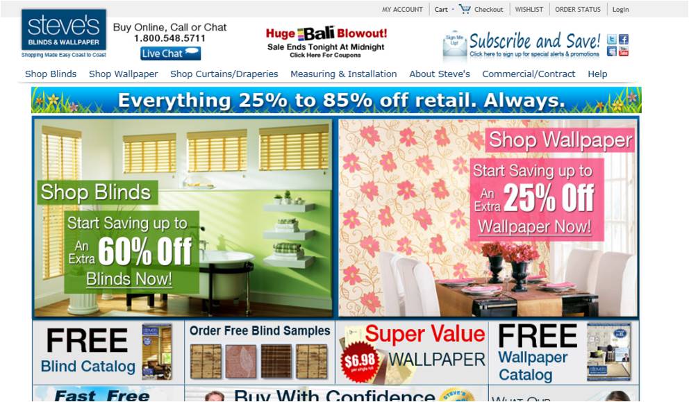 Step1 To Entering Steves Blinds And Wallpaper Coupon Code